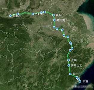 ​G860次列车由平潭至西安北，过合肥、郑州，耗时10小时30