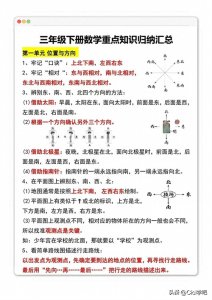 ​三年级下册数学重点知识归纳汇总，期末复习背诵清单