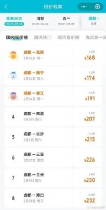 ​机票价再跳水！成都飞三亚机票低至1折