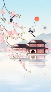 ​古风壁纸，32张手绘古风中国风插画原画欣赏，取图吱声